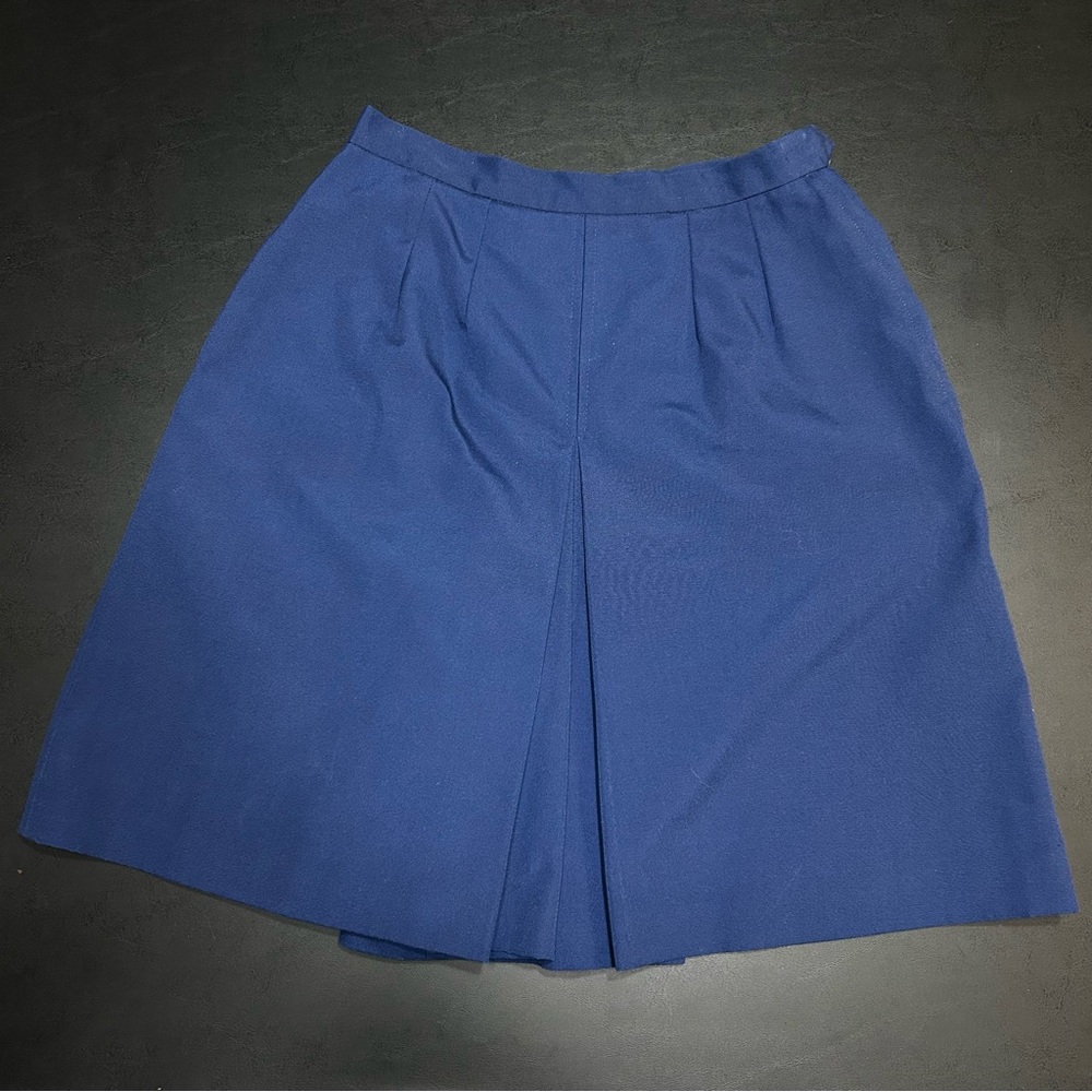 Vintage Sears Perma-Prest Women’s Skirt Size 12 Navy Blue Center Pleat Talon Zip